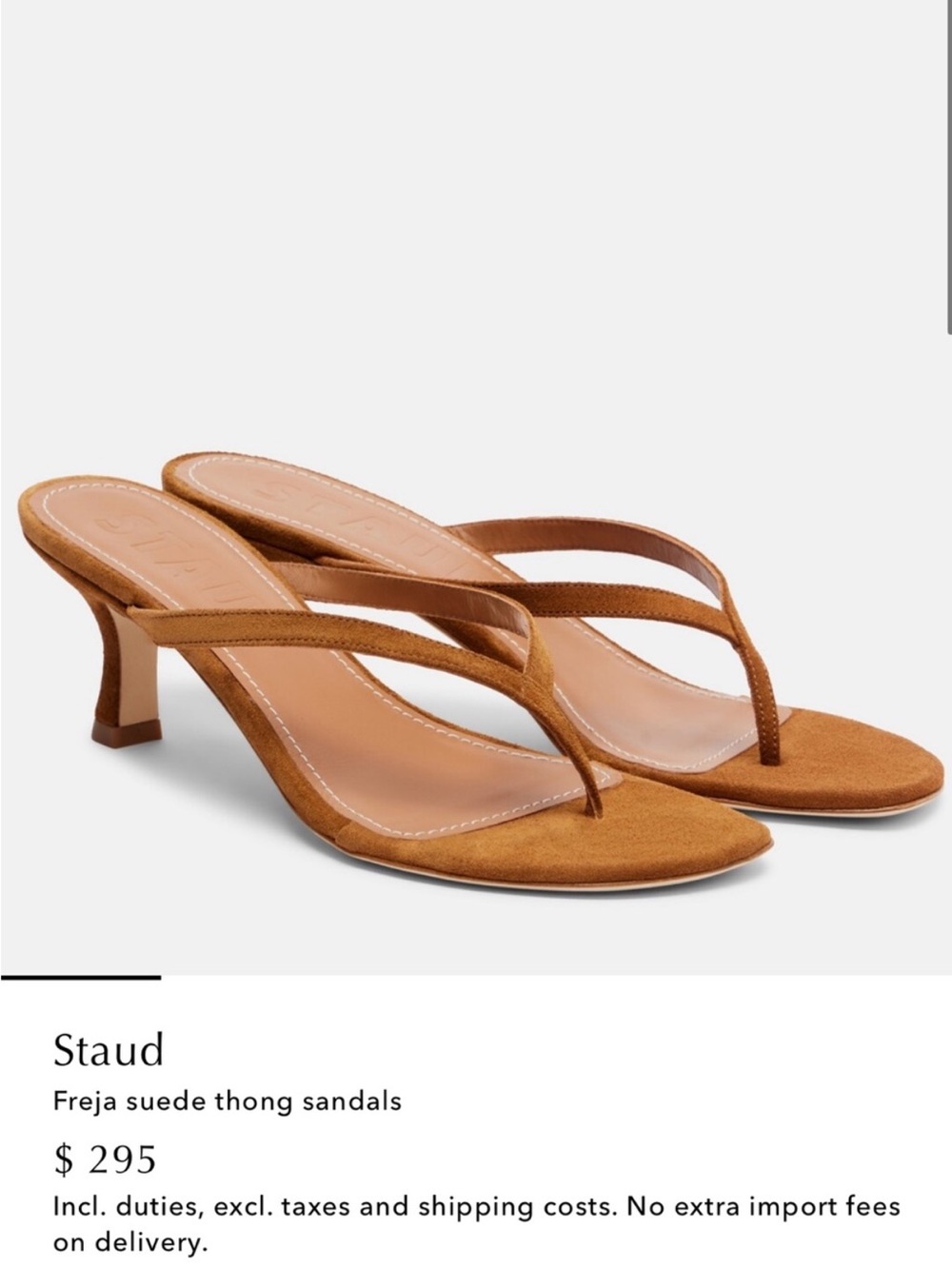 Staud freja kitten heel sandals in tan suede